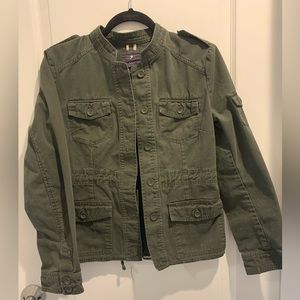 Forever 21 Medium Army Style  Green Utility Button Down Jacket Pockets Casual